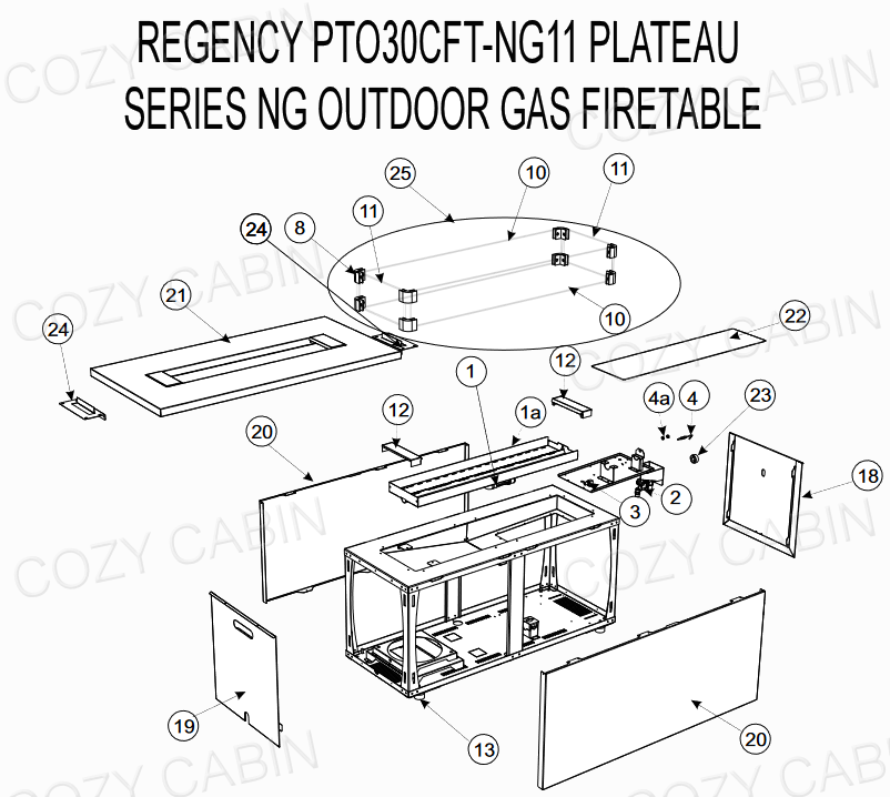 Plateau Series Outdoor Decorative Natural Gas Firetable (PTO30CFT-NG11) #PTO30CFT-NG11